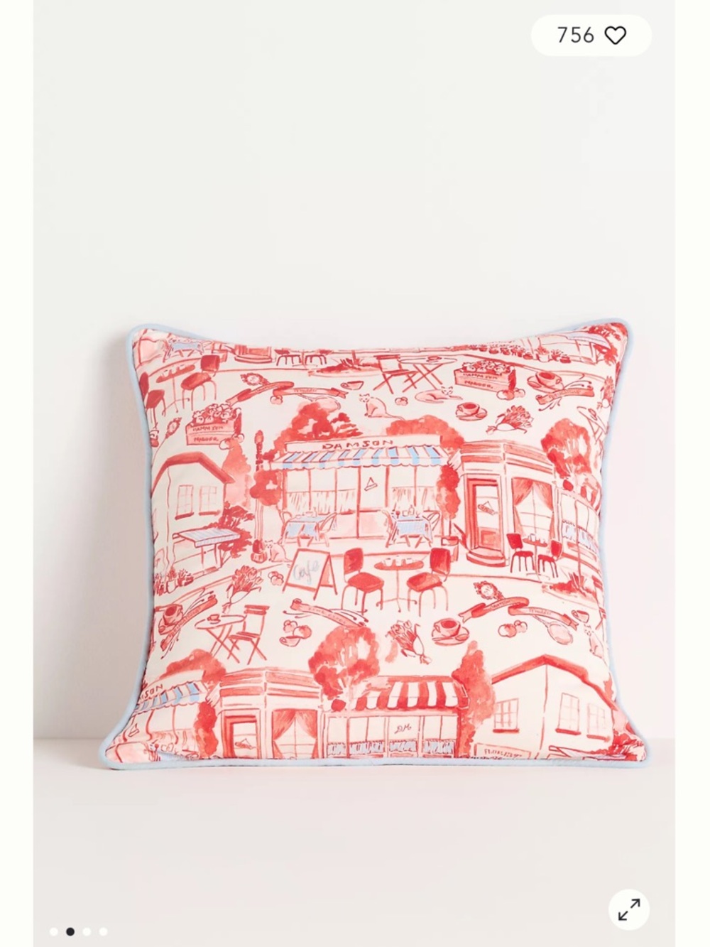 New Anthropologie x Damson Madder Cotton Printed Square Pillow